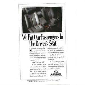 Lexus LS 400 Luxury Car 1990s Vintage Print Ad